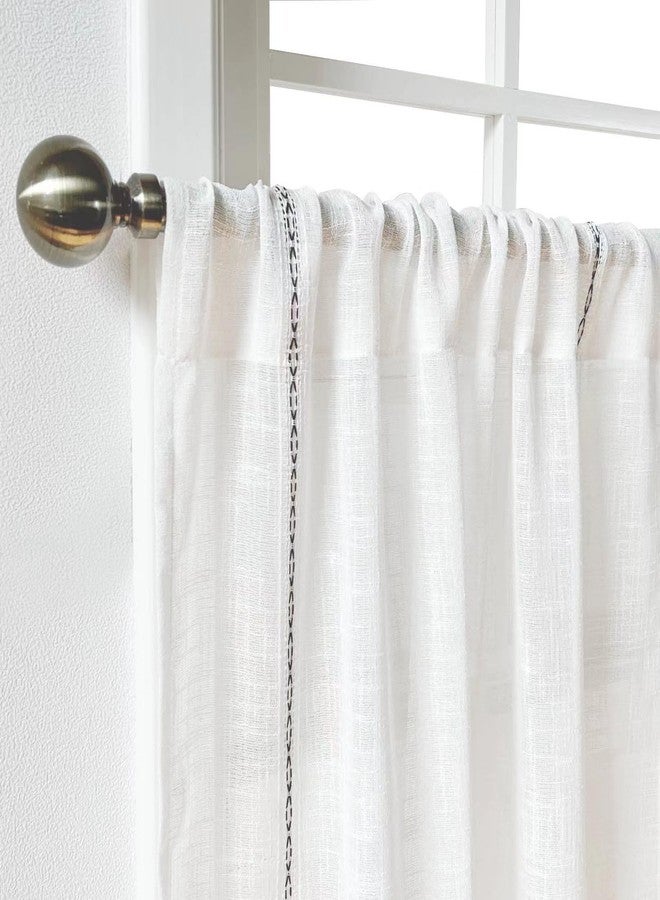Oindec 2 Pack Sheer Valance Curtain Linen Look Valance for Kitchen Living Room Bedroom White Voile Small Curtains Modern Farmhouse Valances 25 x 18 inches - Image 2